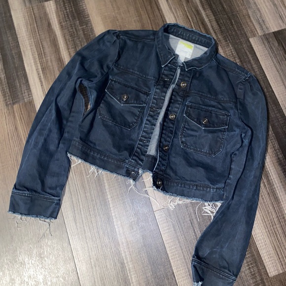 Charlotte Russe Dark Blue Cropped Denim Jacket - Picture 8 of 8